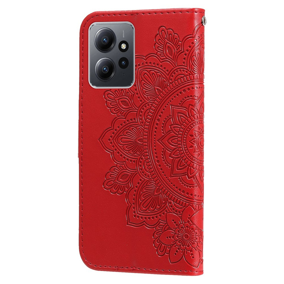 Etui z klapką do Xiaomi Redmi Note 12 4G, Mandala, czerwone