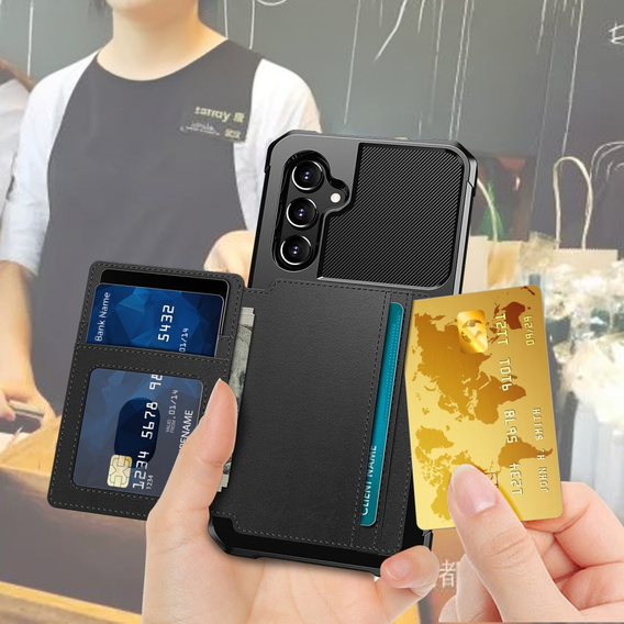 Etui do Samsung Galaxy A54 5G, Card Holder Kickstand, czarne