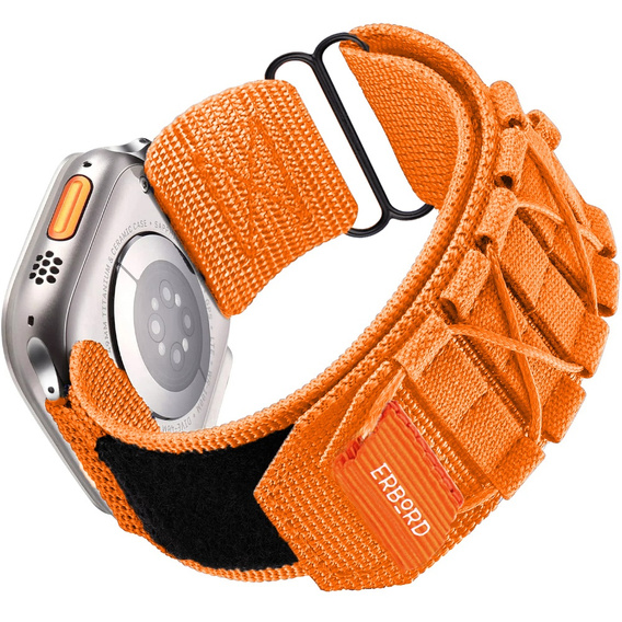 Pasek Nylonowy ERBORD Runner do Apple Watch 1/2/3/4/5/6/7/8/9/10/11/SE Ultra 1/2/3 42/44/45/46/49mm, Pomarańczowy