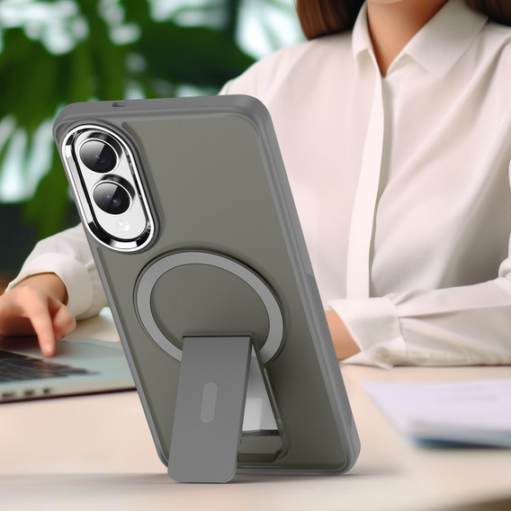 Etui do Samsung Galaxy S25 Edge, Kickstand Matt Case, do MagSafe, tytanowa szarość