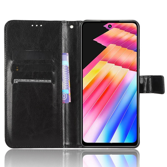 Etui z klapką do Infinix Hot 30, Crazy Horse Wallet, czarne