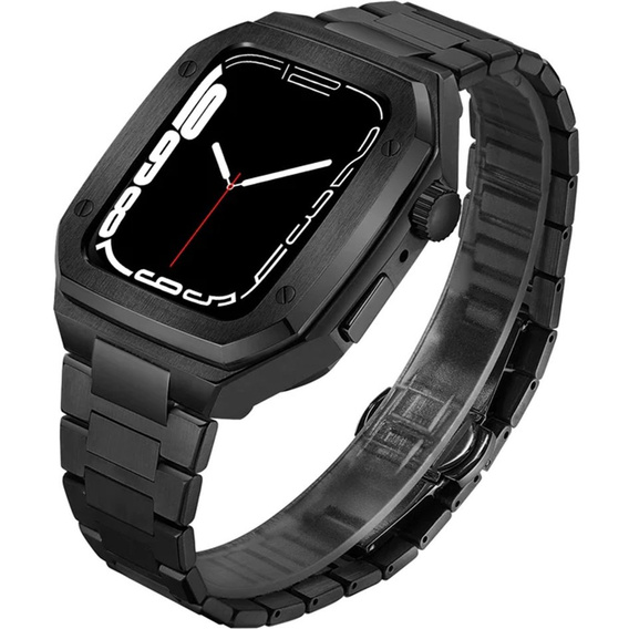Bransoleta Stalowa z Etui do Apple Watch 4/5/6/SE 44mm, Czarna