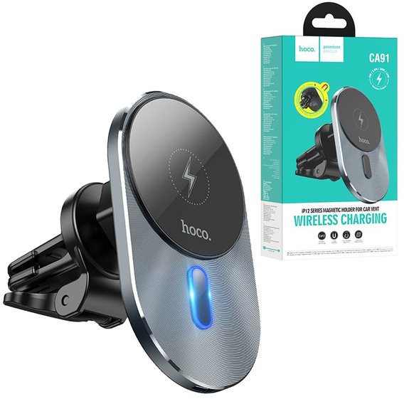 Uchwyt samochodowy z ładowaniem MagSafe do iPhone 12 / 13 / 14 / 15 / 16 / 17 / Pro / Max - HOCO CA91