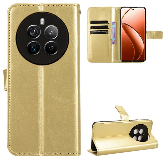 Etui z klapką do Realme 12 Pro 5G / 12 Pro+ 5G, Crazy Horse Wallet, złote