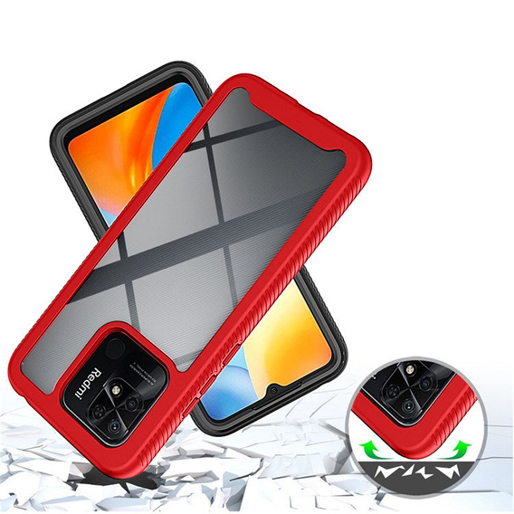 Etui do Xiaomi Redmi 10C, Shockproof, z folią, czerwone