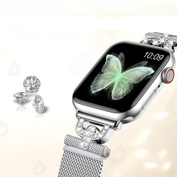 Bransoleta do Apple Watch 1/2/3/4/5/6/7/8/9/10/11/SE Ultra 1/2/3 42/44/45/46/49mm, Srebrna