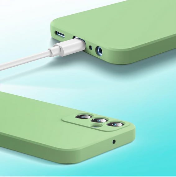 Etui do Samsung Galaxy A15, Silicone Lite, zielone + szkło 9H