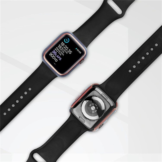 2w1 Etui + Szkło Hartowane do Apple Watch 7/8/9 45mm - Niebieski / Złoty