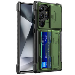Etui do Samsung Galaxy S24 Ultra, ERBORD SlideGuard z miejscem na karty, zielone