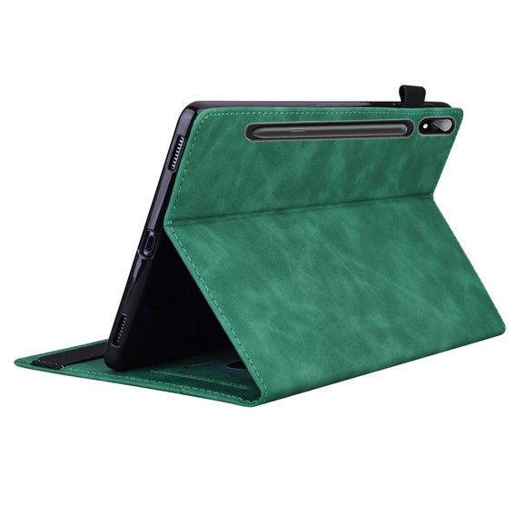 Etui biznesowe z eko-skóry do Samsung Galaxy Tab S10 Lite / S10 FE / S9 FE / S9 / S8 / S7 – zielone