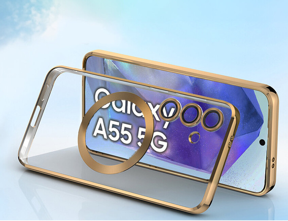 Etui do Samsung Galaxy A55 5G, Electro MagSafe, złote + Szkło na ekran