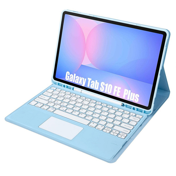 Etui z klawiaturą Bluetooth i touchpadem do Samsung Galaxy Tab S10 FE+ Plus X620/X626B – niebieskie