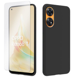 Zestaw Etui do Oppo Reno8 T, Obudowa Slim Case, cienkie czarne + Szkło