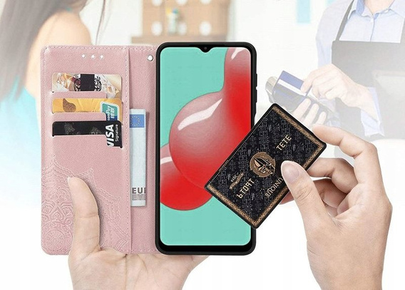 Etui z klapką do Samsung Galaxy M52 5G, Mandala, różowe
