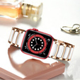 Bransoleta do Apple Watch 1/2/3/4/5/6/7/8/9/10/11/SE 38/40/41/42mm, Biała / Różowe złoto