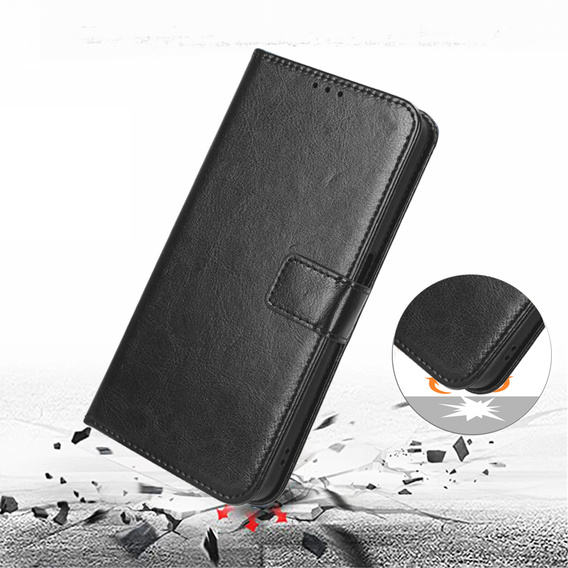 Etui z klapką do Oppo A5 5G / A5m, Crazy Horse Wallet, czarne