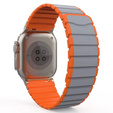 Pasek Magnetyczny do Apple Watch 1/2/3/4/5/6/7/8/9/10/11/SE Ultra 1/2/3 42/44/45/46/49mm, Szary/Pomarańczowy