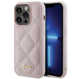 Etui GUESS do iPhone 15 Pro, Quilted Metal Logo, różowe