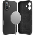 Etui Ringke do iPhone 16, Silicone MagSafe, czarne + Szkło Hartowane 9H