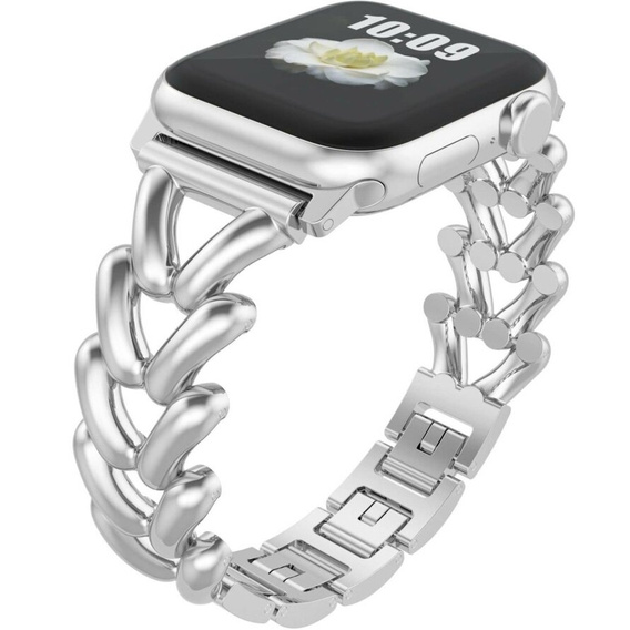 Bransoleta do Apple Watch 1/2/3/4/5/6/7/8/9/10/11/SE Ultra 1/2/3 42/44/45/46/49mm, Srebrna