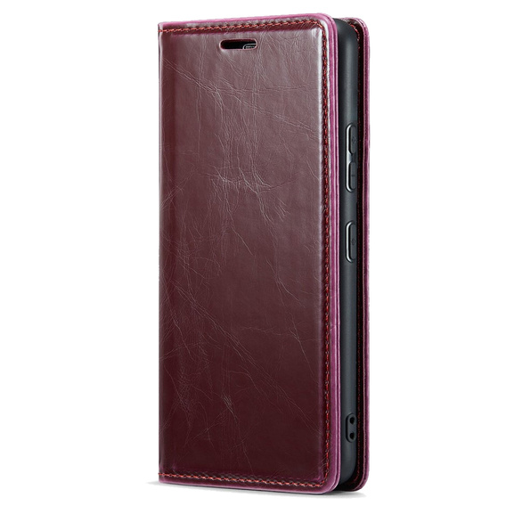 Etui z klapką do Samsung Galaxy A54, ERBORD Waxy Wallet, czerwone