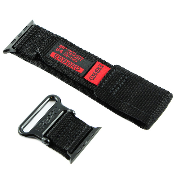 Pasek Nylonowy ERBORD MP84 do Apple Watch 1/2/3/4/5/6/7/8/9/10/11/SE Ultra 1/2/3 42/44/45/46/49mm, Czarny