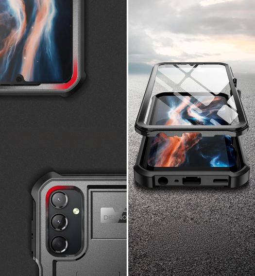 Etui pancerne do Samsung Galaxy A25 5G, Dexnor Full Body (Two Frames), czarne
