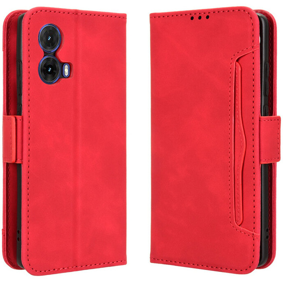 Etui z klapką do Motorola Moto G85, Card Slot, czerwone