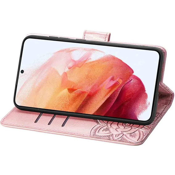 Etui z klapką do Motorola Edge 50 Pro, Butterfly, różowe rose gold