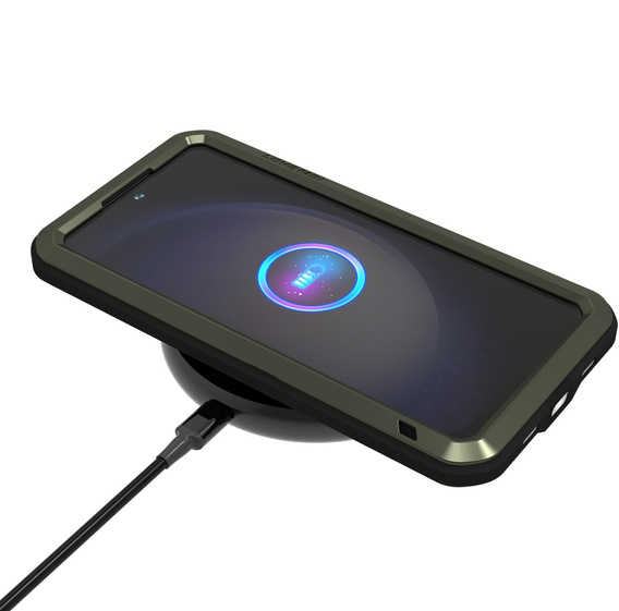 Etui Love Mei do Samsung Galaxy S25 FE, pancerne ze szkłem, zielone