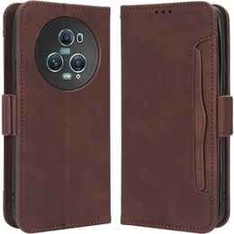 Etui z klapką do Honor Magic 5 Pro 5G, Card Slot, brązowe