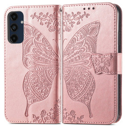 Etui z klapką do Samsung Galaxy A16 / A16 5G, Butterfly, różowe rose gold
