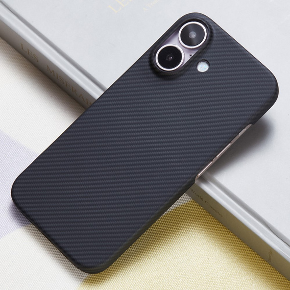 Etui do iPhone 16, 600D Aramid Fiber Cover, czarne