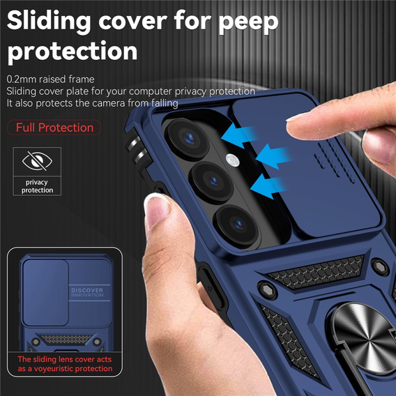 Etui pancerne do Samsung Galaxy S26, CamShield Slide, niebieskie