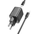 HOCO Ładowarka Sieciowa 2x USB Type-C PD QC 45W GaN, czarna + Kabel USB Type-C