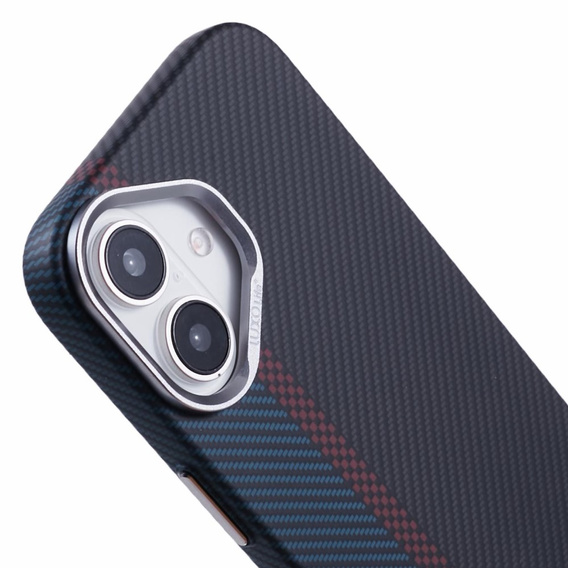 Etui do iPhone 16, Carbon Fiber MagSafe, czarne / niebieskie
