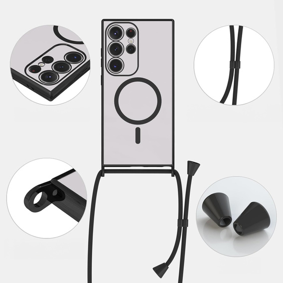 Etui do Samsung Galaxy S25 Ultra, Electro MagSafe, czarne + Smycz