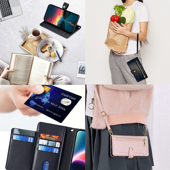 Etui z klapką do Infinix Note 40 Pro, Wallet Zipper Pocket, czarne