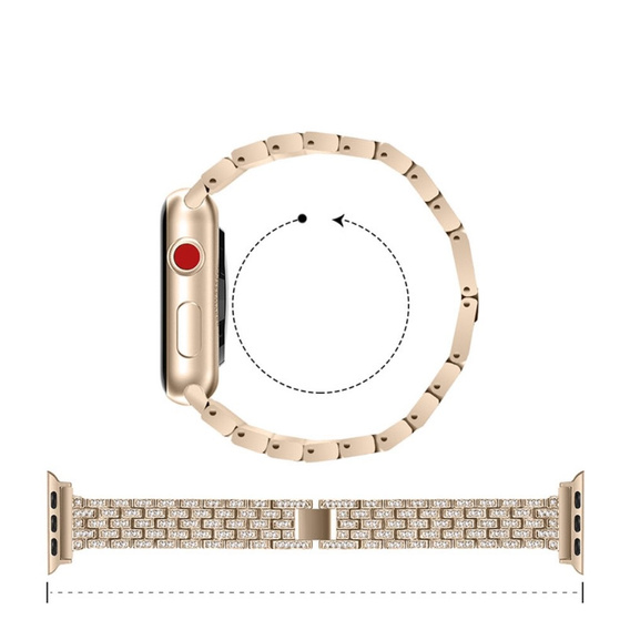 Bransoleta + Etui z Diamentami do Apple Watch 4/5/6/SE 44mm, Złote