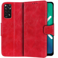 Skórzane Etui Wallet do Xiaomi Redmi Note 11/11S, Red