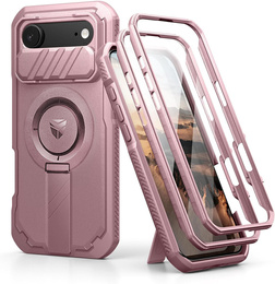 Etui Dexnor do iPhone Air z osłoną kamery i podstawką, do MagSafe - różowe (Dwie ramki)