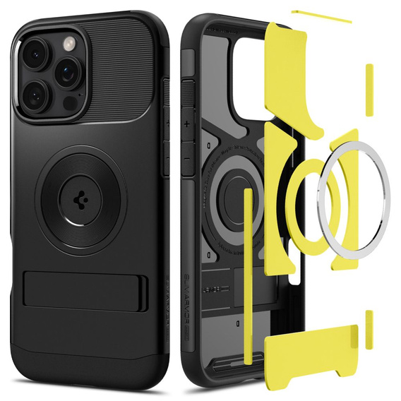 Etui Spigen do iPhone 16 Pro Max, Slim Armor MagSafe, Czarne + Szkło Hartowane 9H