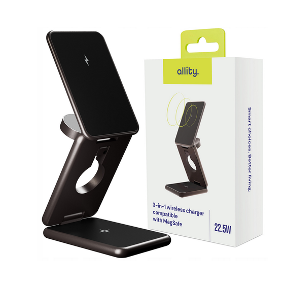 Allity AWC-230 22,5W 3w1 – Bezprzewodowa ładowarka dla iPhone, Apple Watch i AirPods - czarna