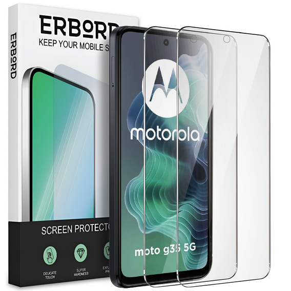 2x Szkło Hartowane do Motorola Moto G35 5G, ERBORD 9H Hard Glass, szybka
