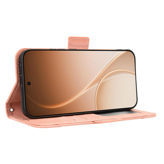 Etui z klapką do Oppo Reno 15 FS, Card Slot, różowe