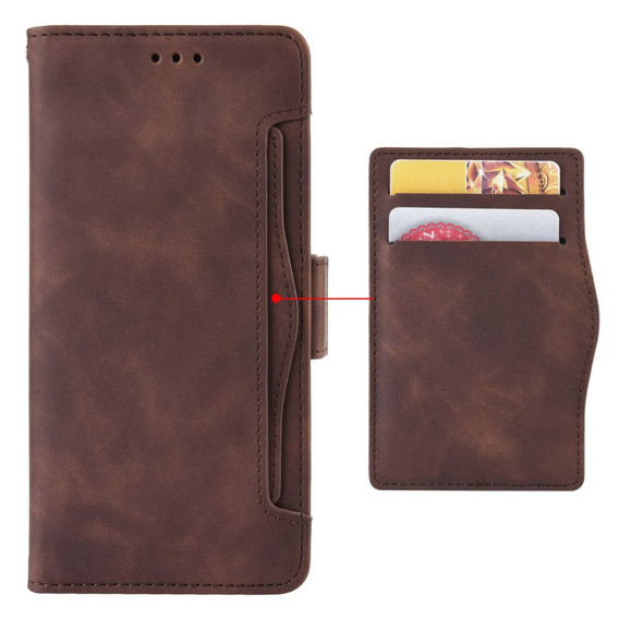 Etui z klapką do Xiaomi Redmi Note 13 5G, Card Slot, brązowe