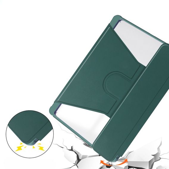 Etui z klawiaturą do Samsung Galaxy Tab A9+, Rotary 360° Leather, ciemnozielone