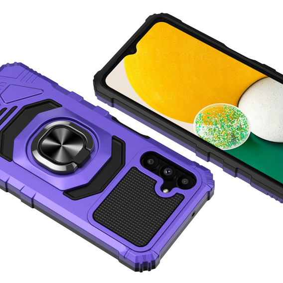 Etui do Samsung Galaxy S23 FE, pancerne z podstawką i blaszką do uchwytu, fioletowe