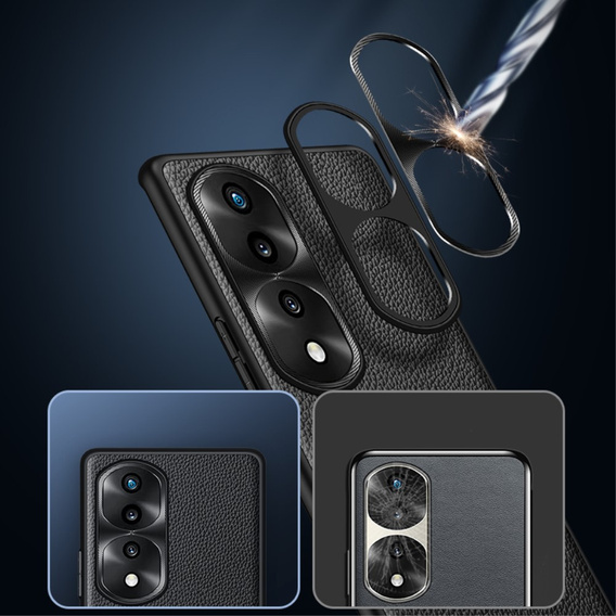Etui skórzane do Honor 70 5G, Obudowa leather hybrid Case, Czarne