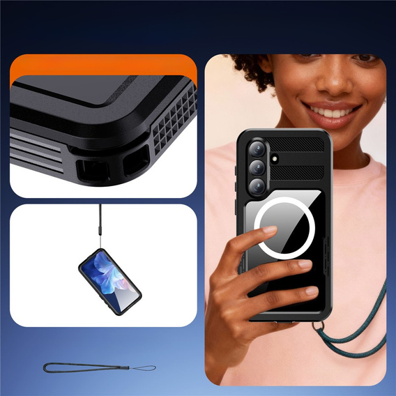 Etui wodoodporne do Samsung Galaxy S26, Redpepper, do MagSafe, czarne